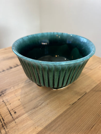 Vintage Green Drip Glaze Hull Pottery Bowl