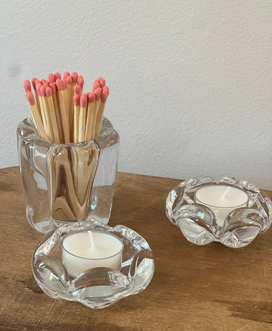 Vintage Orrefors Stella Polaris Crystal Vase and Votives, Set