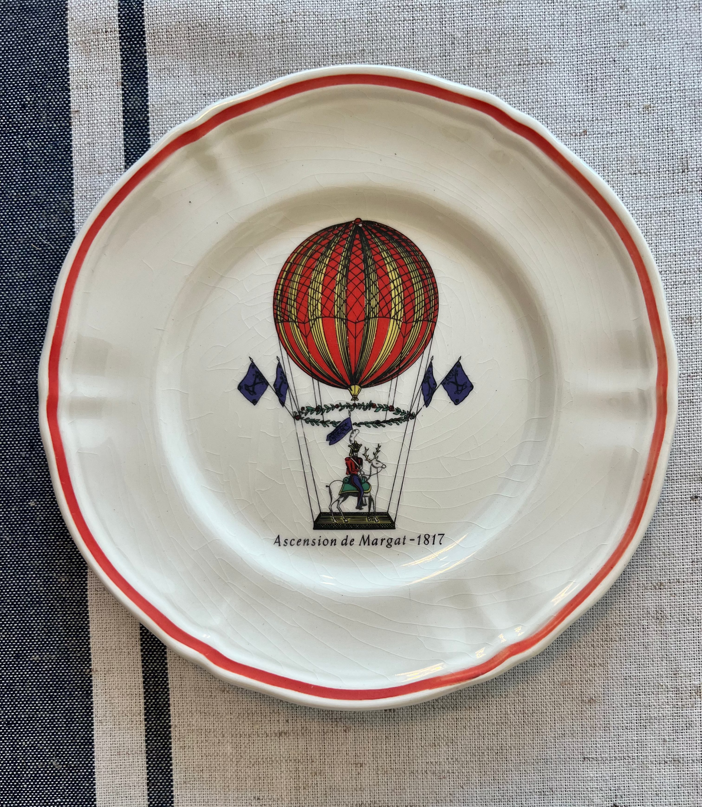Vintage Longchamp La Minerve Hot Hair Balloon Plates, Set of 6