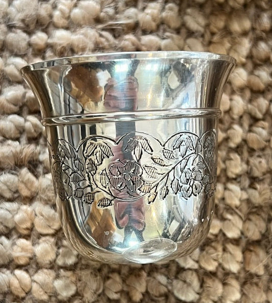 Antique Silver Plated Engraved Timbale