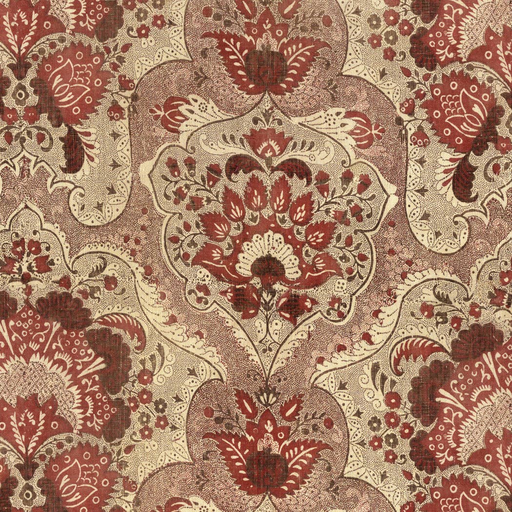 Fabric Print Decorative Tray w/ Brass Handles