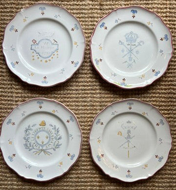Vintage Saint-Amand "Ça Ira 1791" French Revolution 9 ¾" Dinner Plates – Complete Commemorative Faience Gallery Wall Set of 12