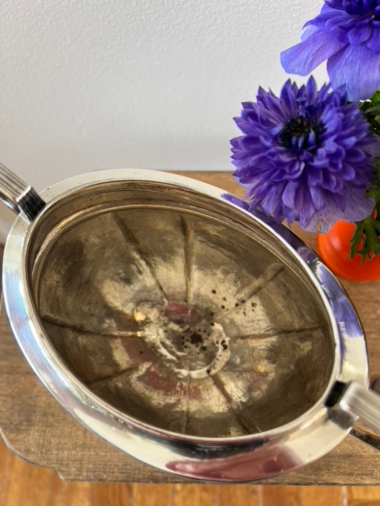 Antique Monogrammed Silver Plate Covered Sugar Bowl