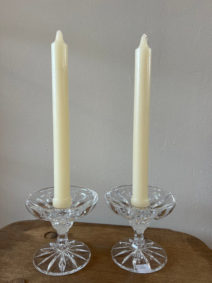 Vintage Fostoria Clear Glass Candle Holders, Pair