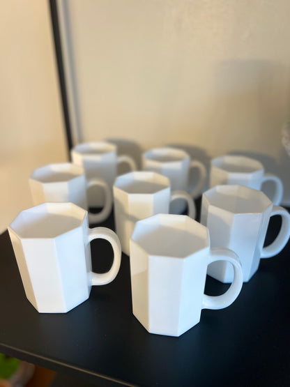 Arcoroc Octime White Milk Glass Coffee Mugs, Set of 8