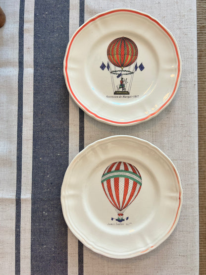 Vintage Longchamp La Minerve Hot Hair Balloon Plates, Set of 6