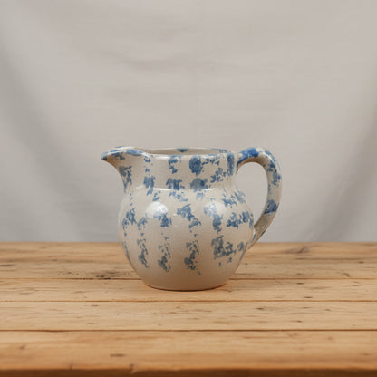 Vintage Bybee Pottery, Blue & Cream Spongeware Pitcher