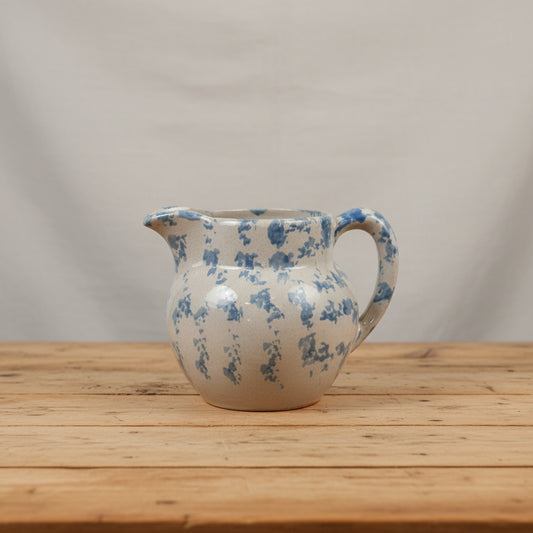 Vintage Bybee Pottery, Blue & Cream Spongeware Pitcher