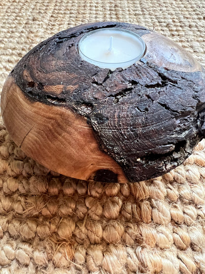 Natural Edge Walnut Ikebana Votive Candle