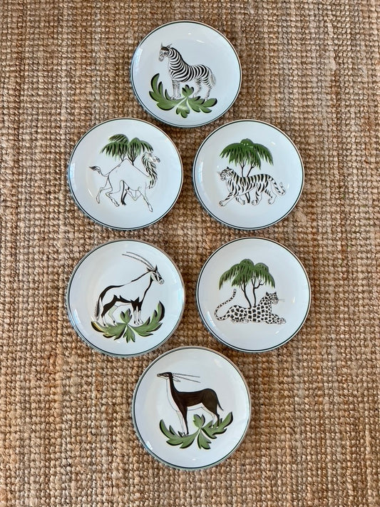 Vintage Mottahedeh Safari Collection Decorative Plates, Set of 6