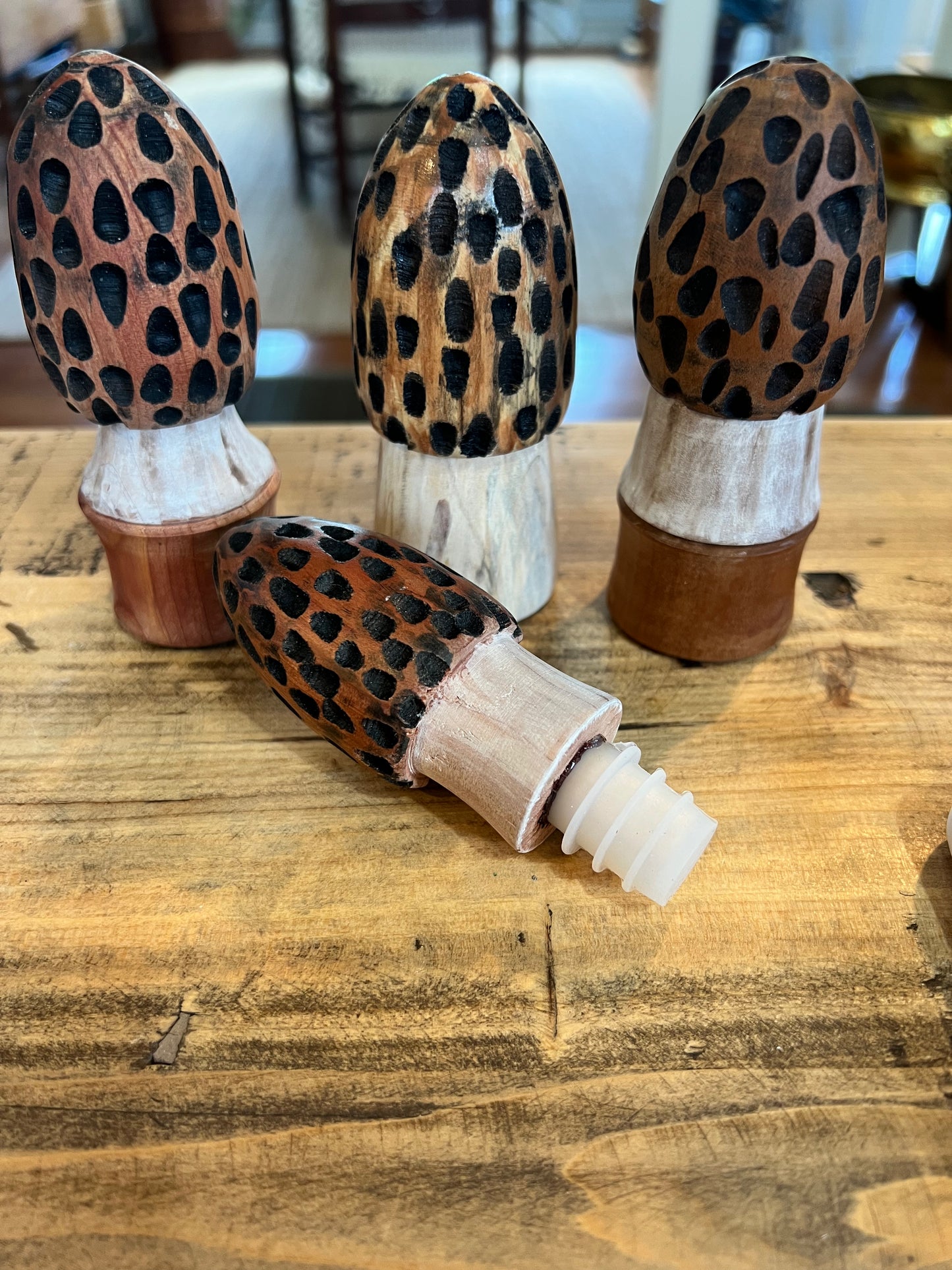 Morel Mushroom Bottle Stopper, Various Wood Types