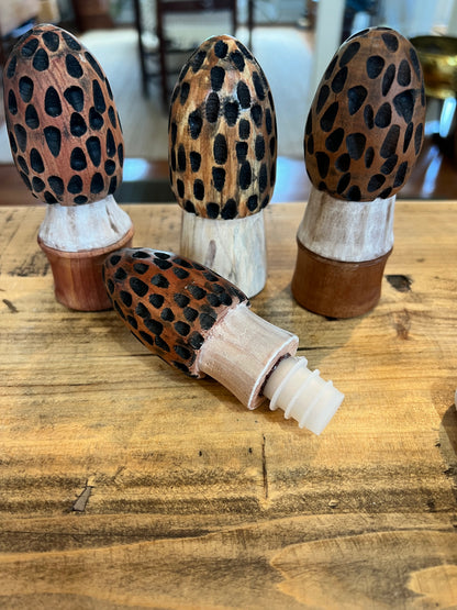 Morel Mushroom Bottle Stopper, Various Wood Types