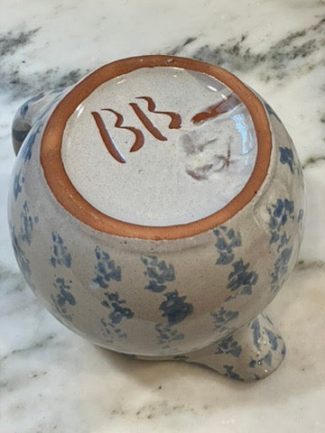 Vintage Bybee Pottery, Blue & Cream Spongeware Pitcher