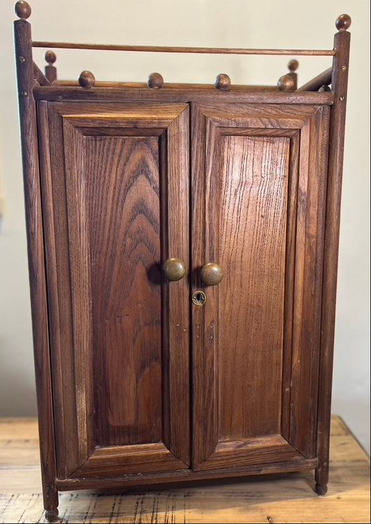 Antique Victorian Oak Stick & Ball Medicine Cabinet Cupboard