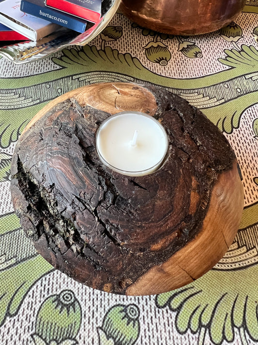 Natural Edge Walnut Ikebana Votive Candle