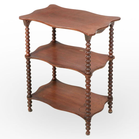 Victorian Bobbin-Turned Walnut Three-Tier Side Table