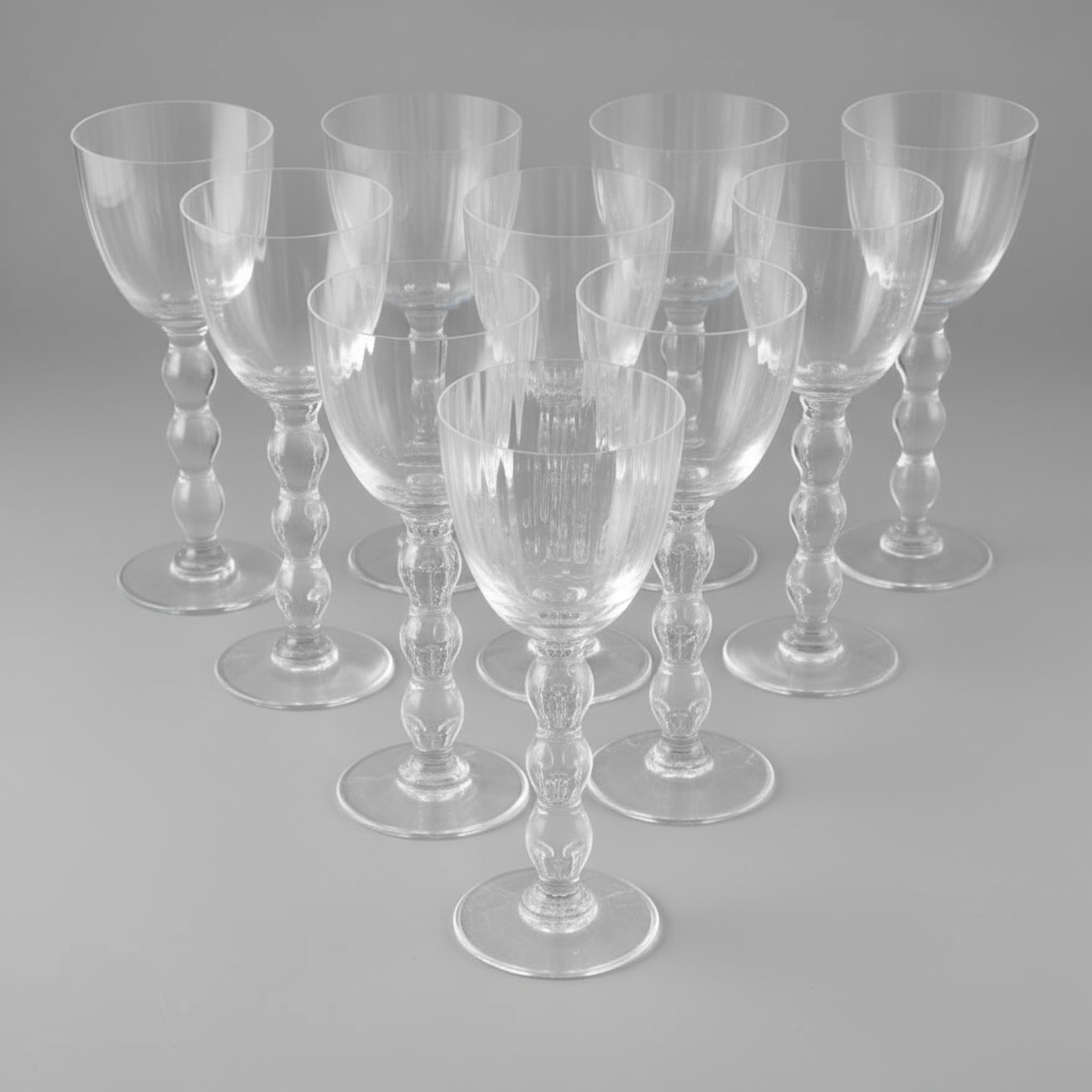 Optic Glass Stemware, Set of 10