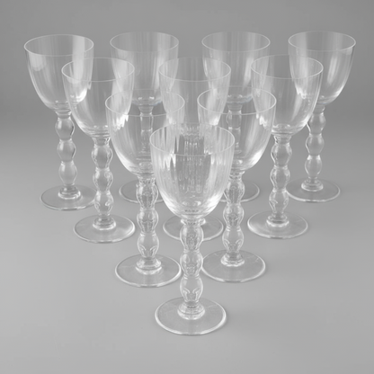 Optic Glass Stemware, Set of 10