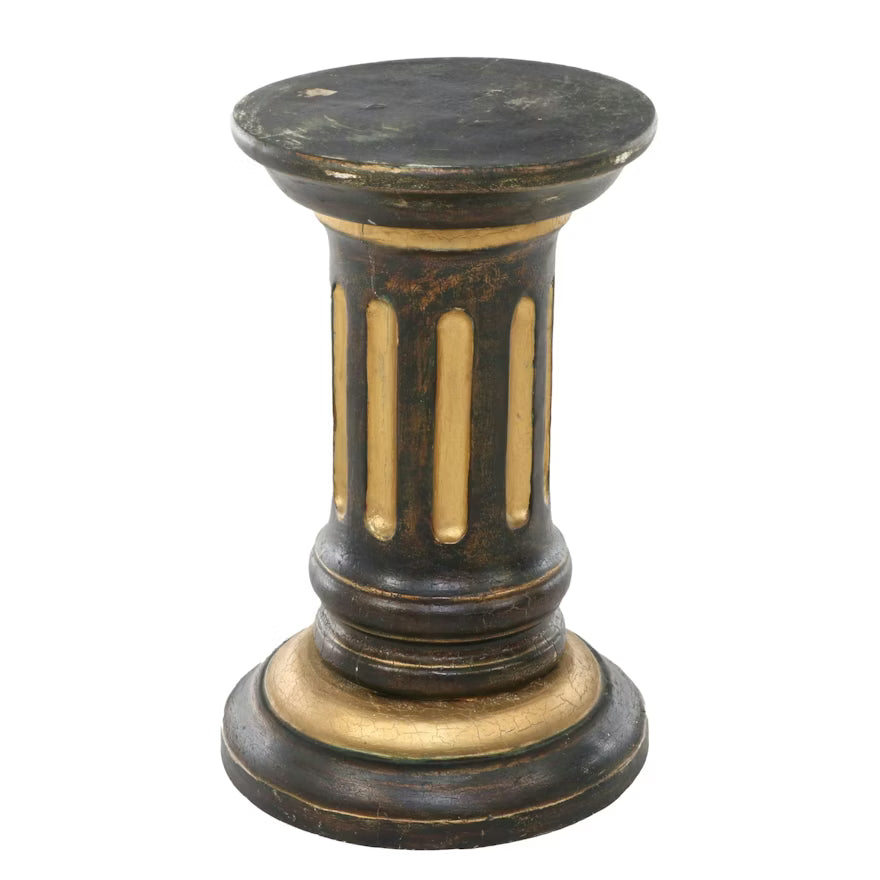 Vintage Painted Wooden Columnar Plant Stand