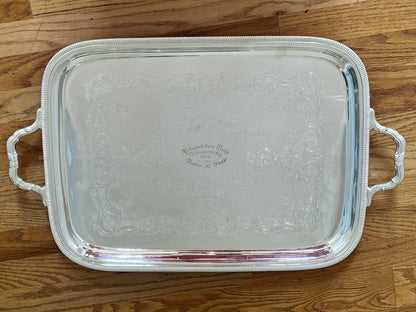 Gorham Silver Plate Large Tray with Handles, Engraved