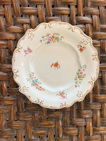 Antique 1883 Wedgwood Opaque Porcelain Plates, Hand-Painted Floral & Gilt Victorian Tableware