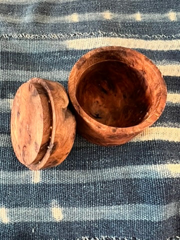 Elm Wood Burl Round Box, Handmade