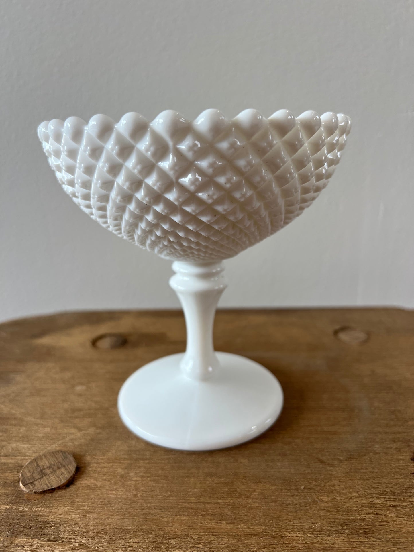 Vintage Hobnail Milk Glass Compote