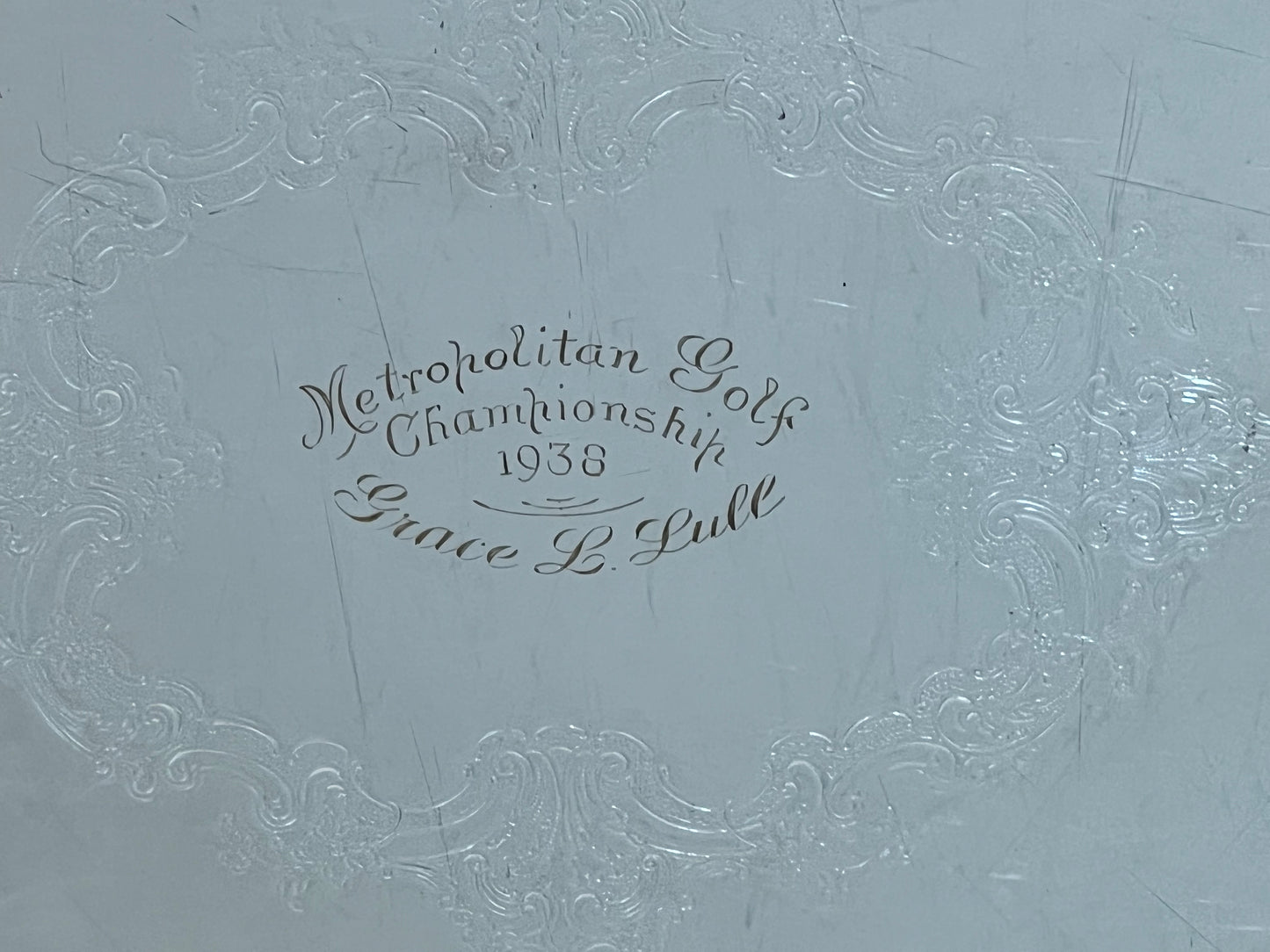 Gorham Silver Plate Large Tray with Handles, Engraved