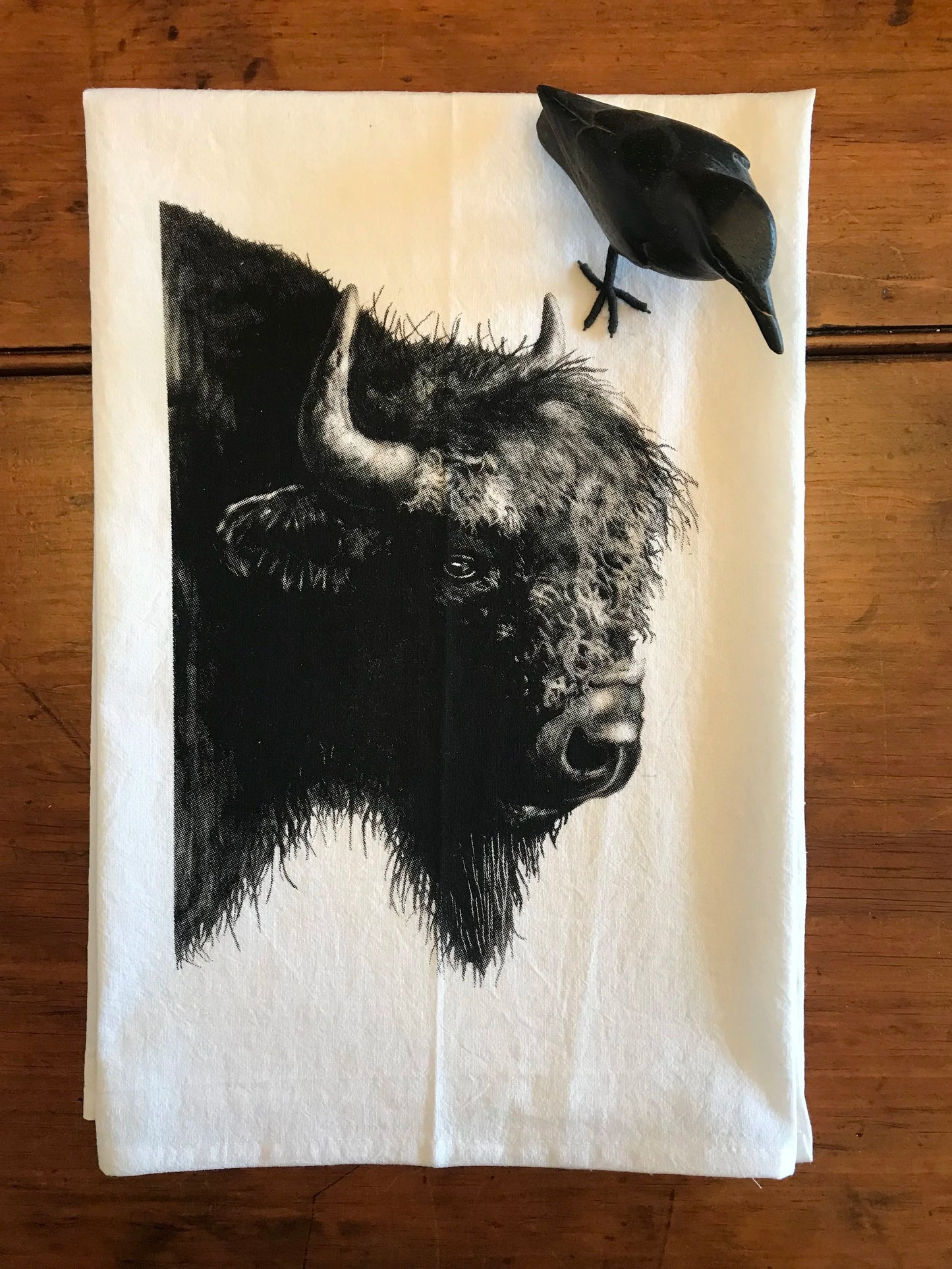 Buffalo Tea Towel with Original Illustration, by Jennie Blue Maine