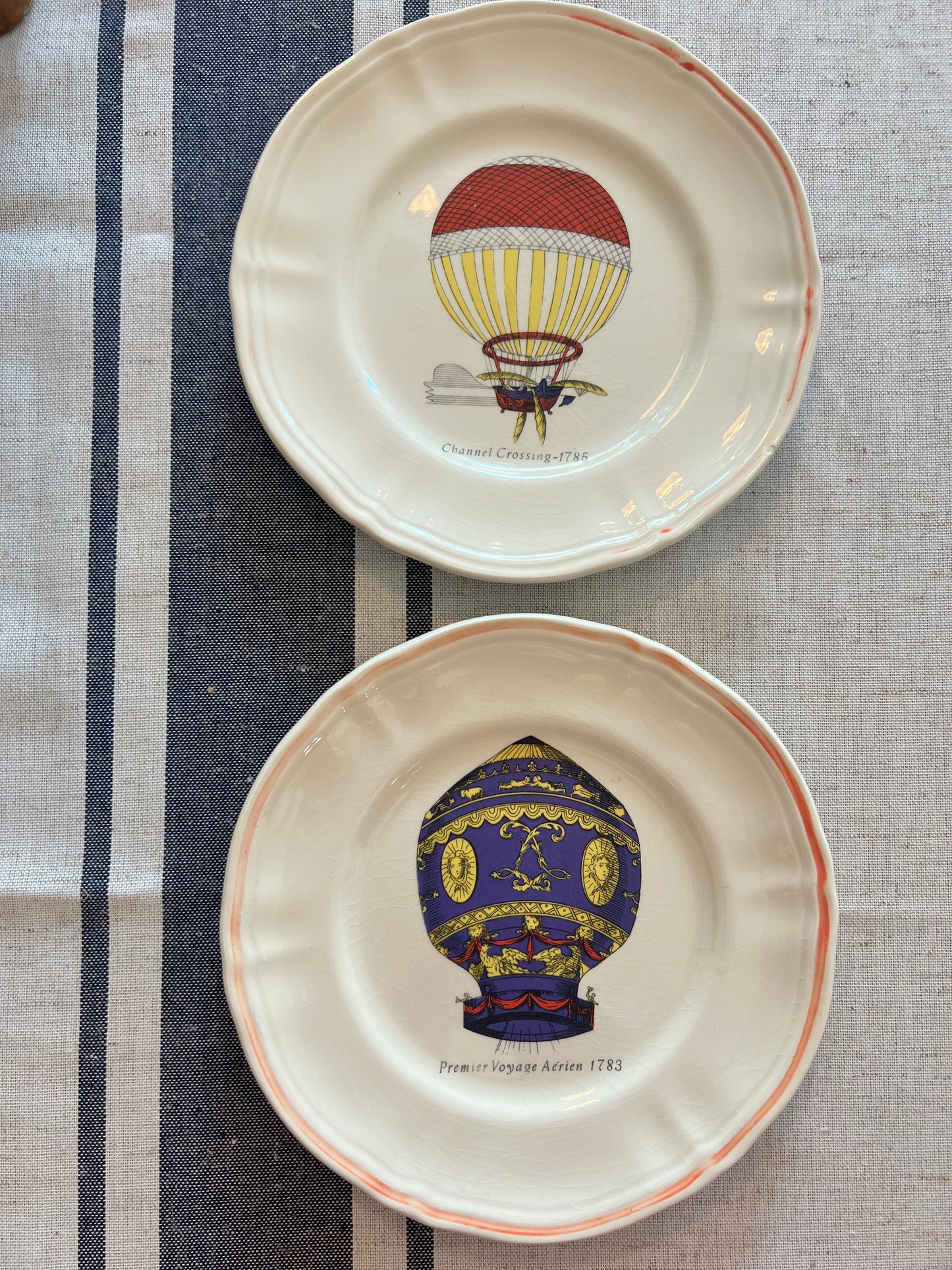 Vintage Longchamp La Minerve Hot Hair Balloon Plates, Set of 6