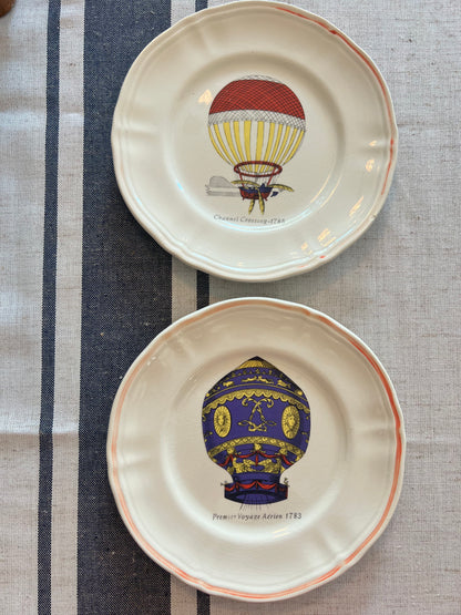 Vintage Longchamp La Minerve Hot Hair Balloon Plates, Set of 6