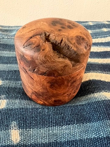 Elm Wood Burl Round Box, Handmade