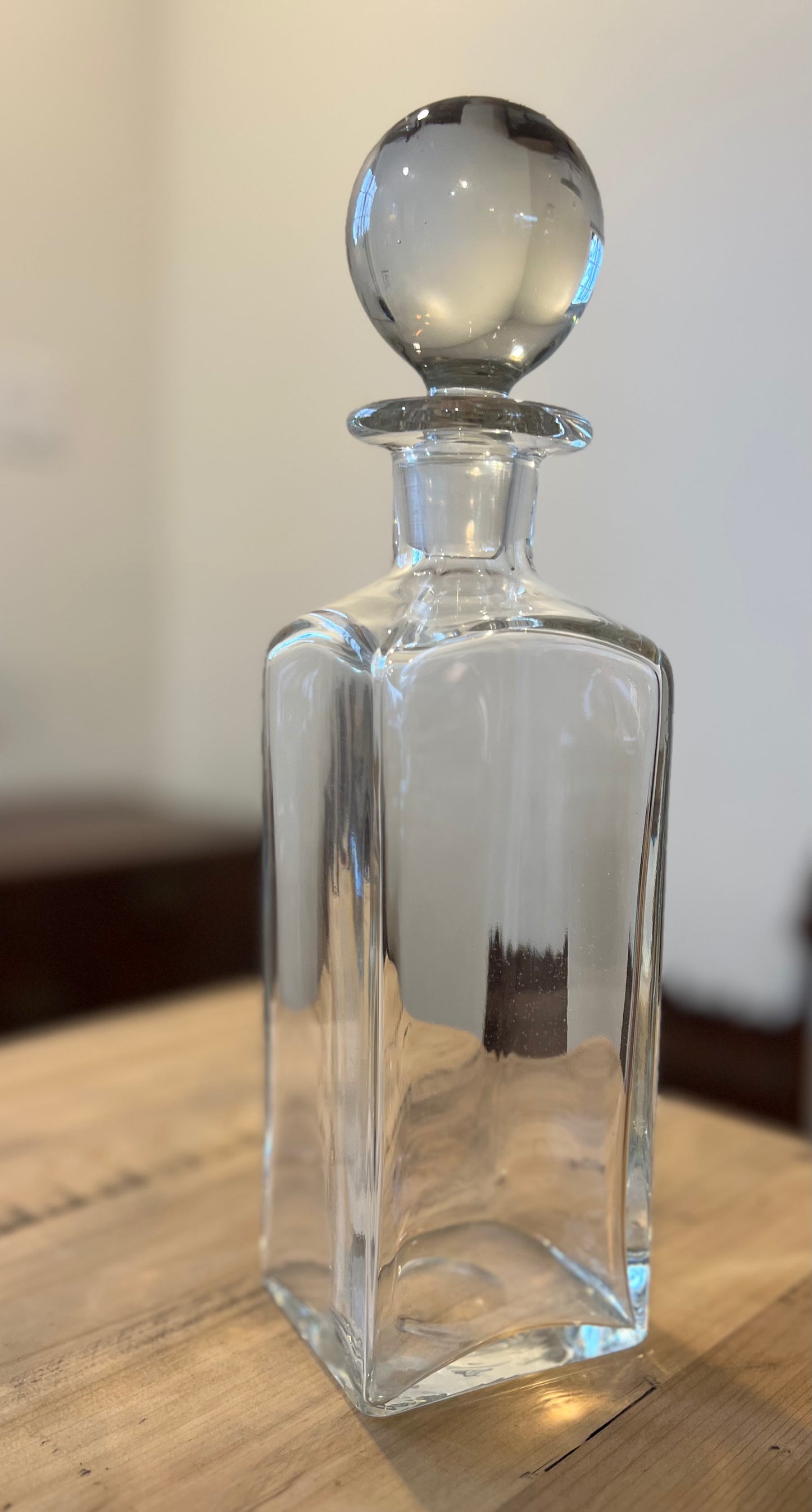 Vintage Glass Whiskey Decanter with Spherical Stopper