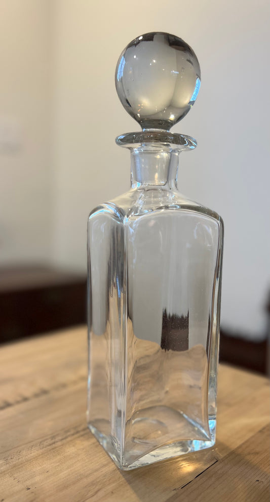 Vintage Glass Whiskey Decanter with Spherical Stopper