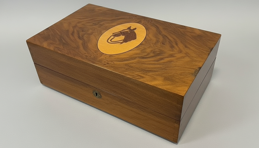 Vintage Equestrian Horse Marquetry Liquor Cabinet