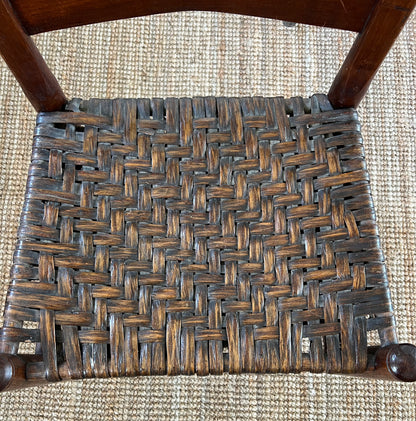 Primitive Ladder Back Chair with Woven Seat