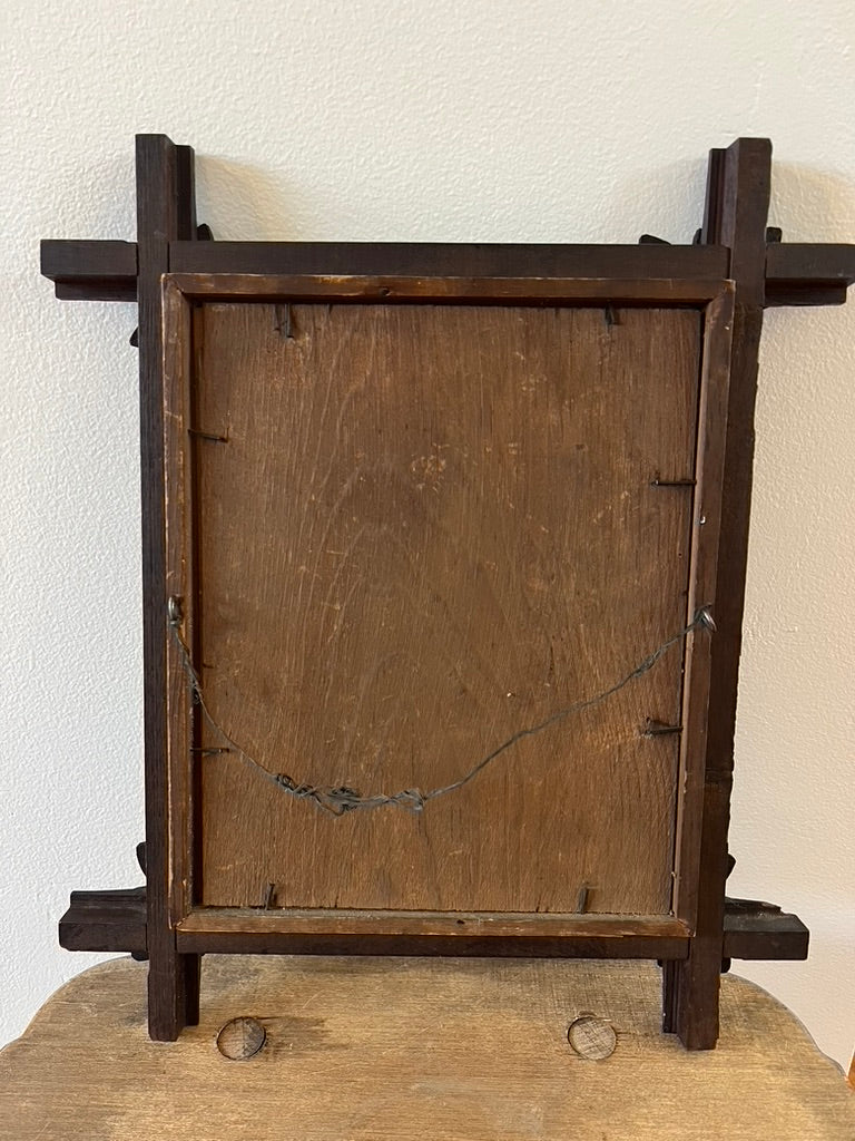 Antique Victorian Eastlake Adirondack Frame with Leaf Appliqué