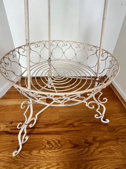 Antique Victorian Style White Painted Wrought Iron Triple-Tier Plant Stand