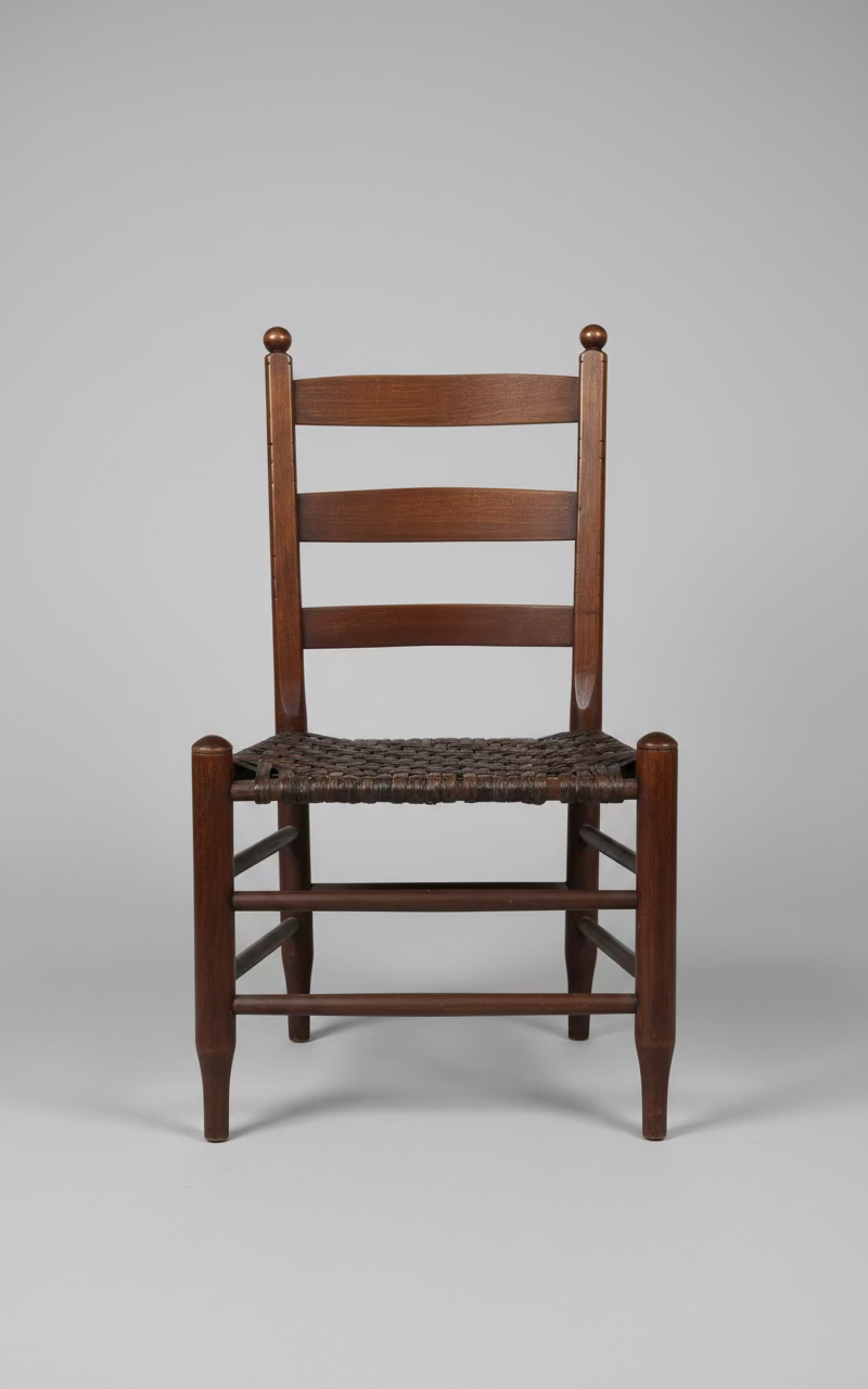 Primitive Ladder Back Chair with Woven Seat