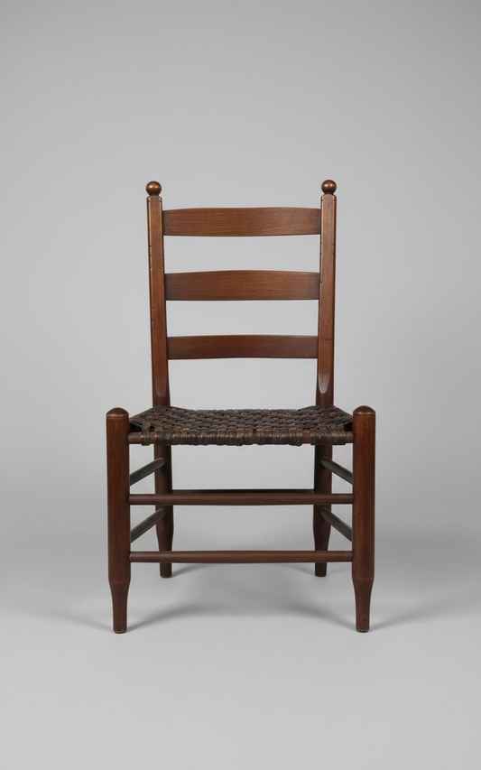 Primitive Ladder Back Chair with Woven Seat