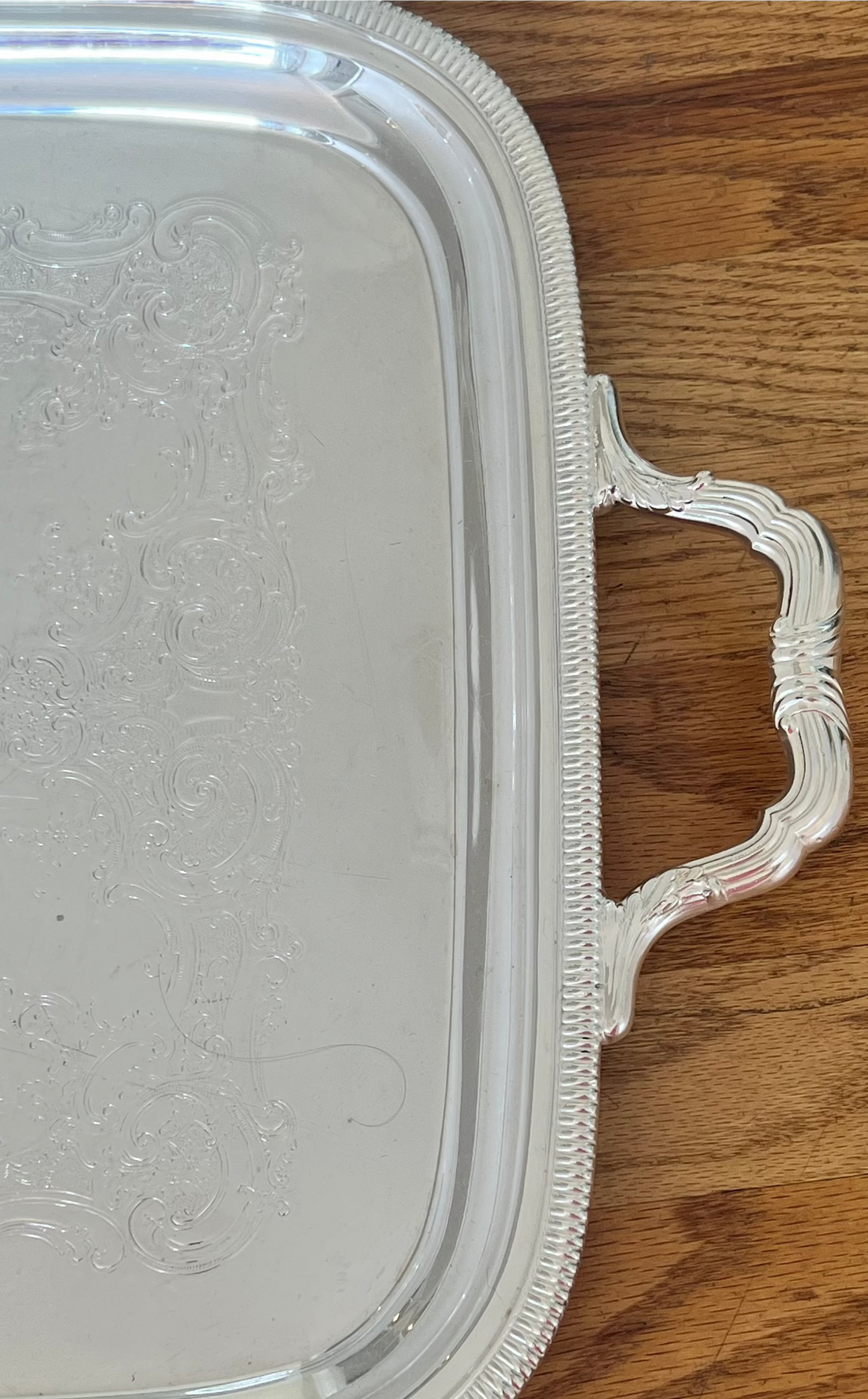 Gorham Silver Plate Large Tray with Handles, Engraved