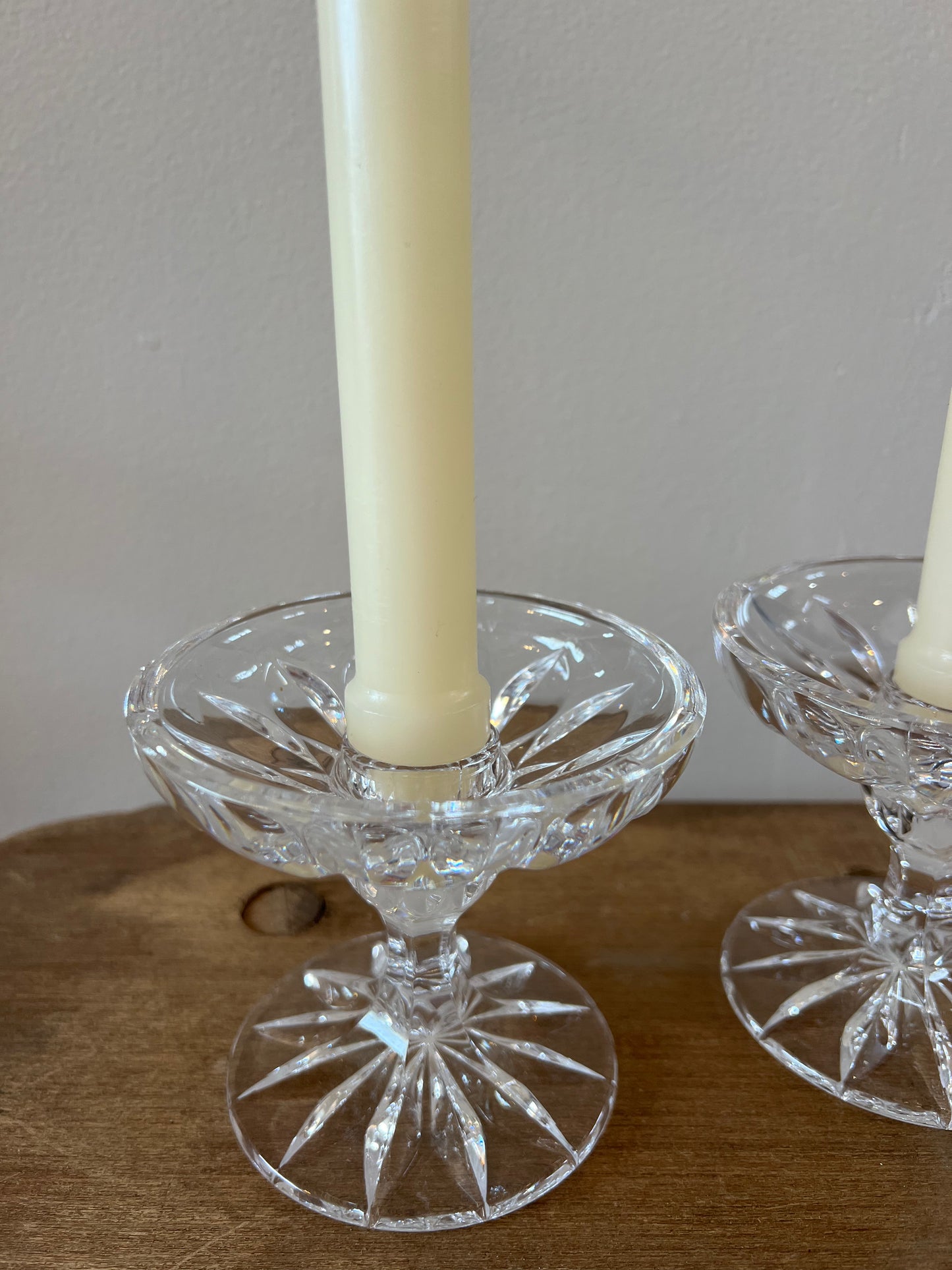 Vintage Fostoria Clear Glass Candle Holders, Pair