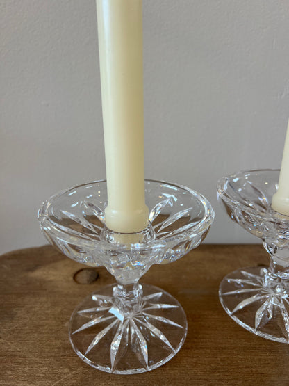 Vintage Fostoria Clear Glass Candle Holders, Pair