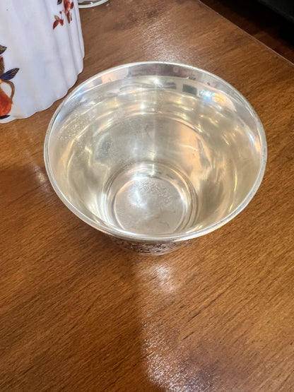Antique Silver Plated Engraved Timbale