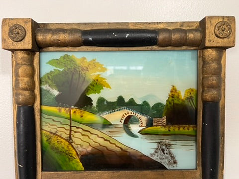 Antique Early Empire Reverse Painted Wall Mirror