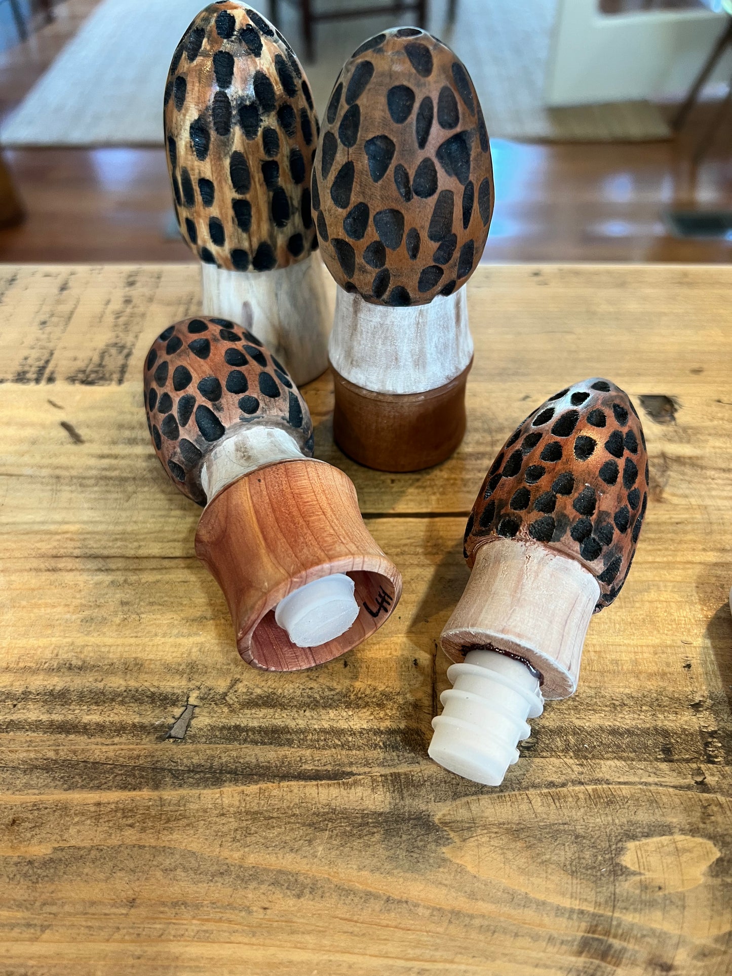 Morel Mushroom Bottle Stopper, Various Wood Types