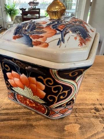 Imari Style Porcelain Sugar Box with Lid