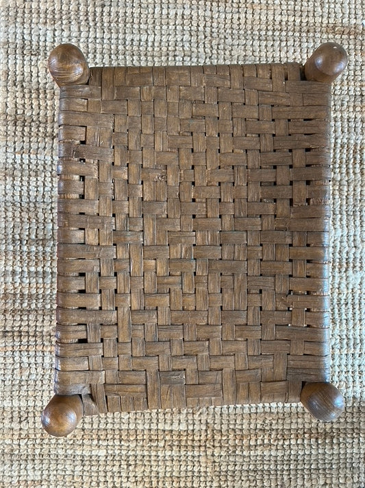 Shaker Style Footstool with Woven Splint Cane Seat