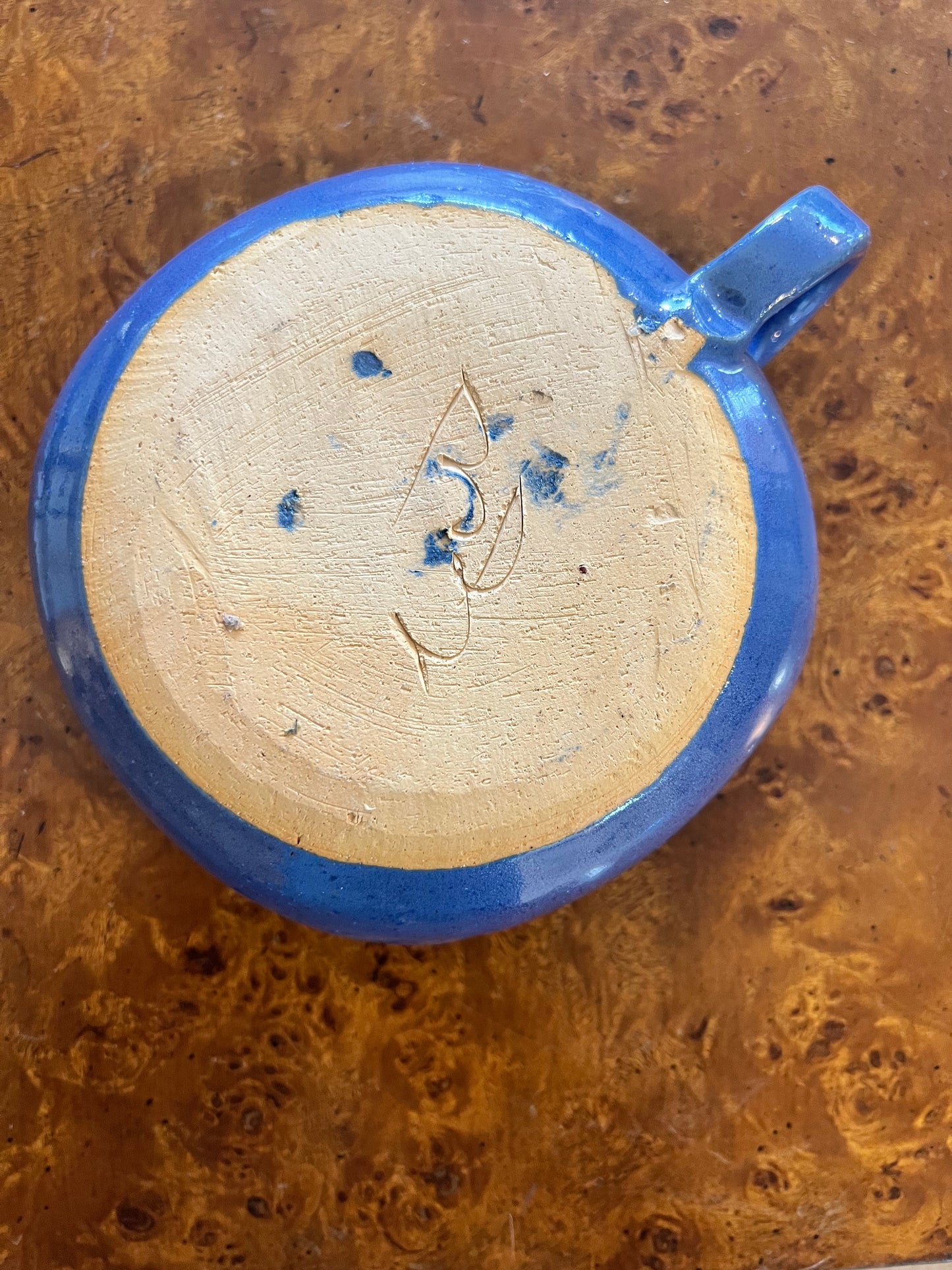 Bybee Pottery Blue Square Bowl with Single Handle