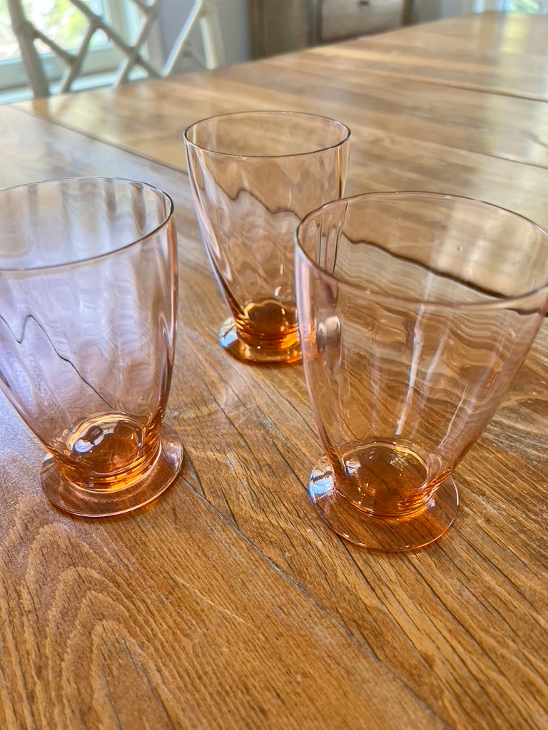 Vintage Pink Depression Glass Swirl Glasses